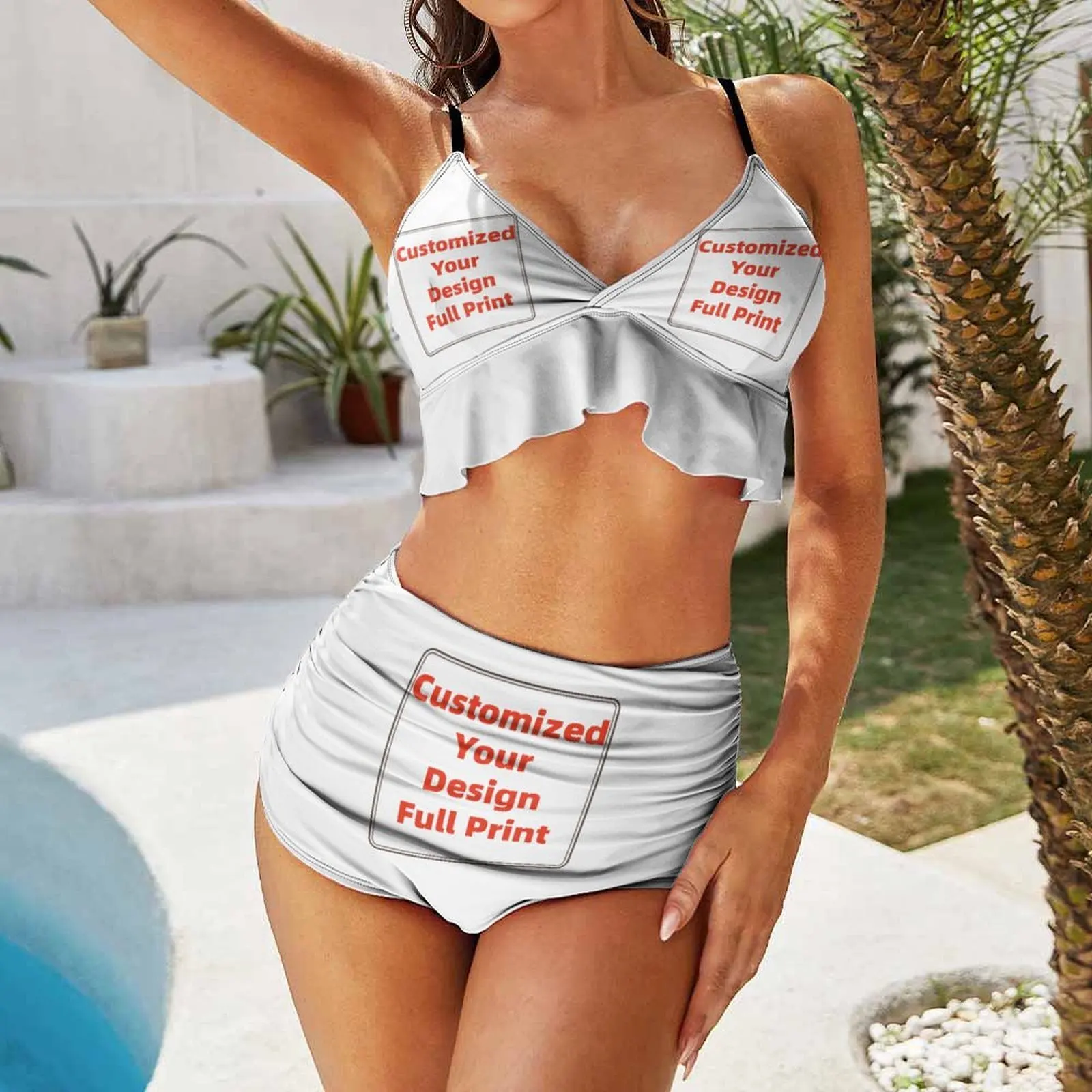 Customized Women's Adjustable strap Bikini Sets 2 Piece High Waisted Swimsuits