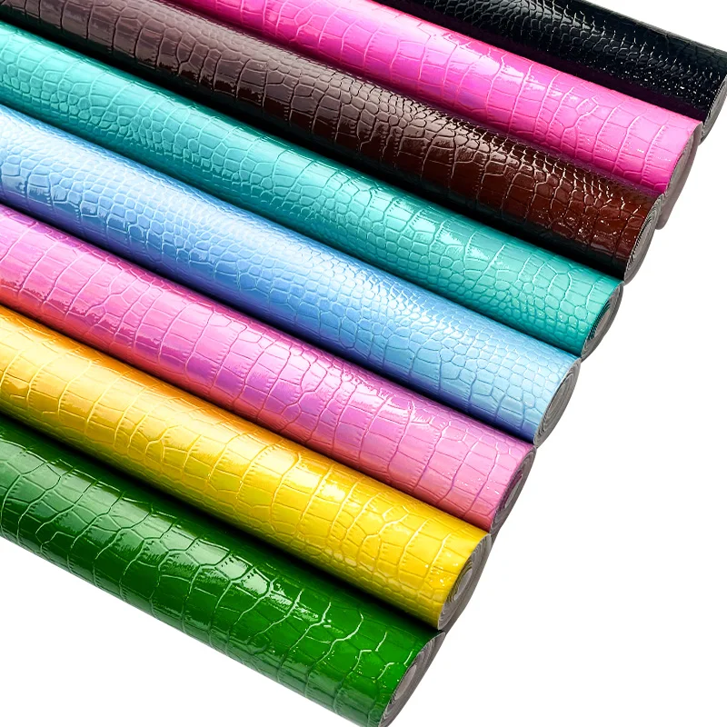 Holographic Crocodile Embossed Faux Leather Sheets Bag Material PU Fabrics for Sewing DIY Making Shoe Upper/Clothing/Handcraft