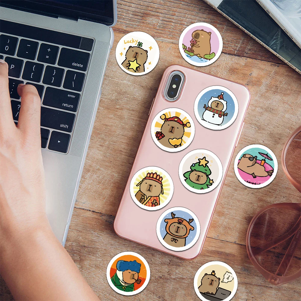 500PCS Kreative Capibala Rolle Aufkleber Telefon Fall Dekoration DIY Skateboard Notebook Wasser Tasse Personalisierte Wasserdichte Aufkleber