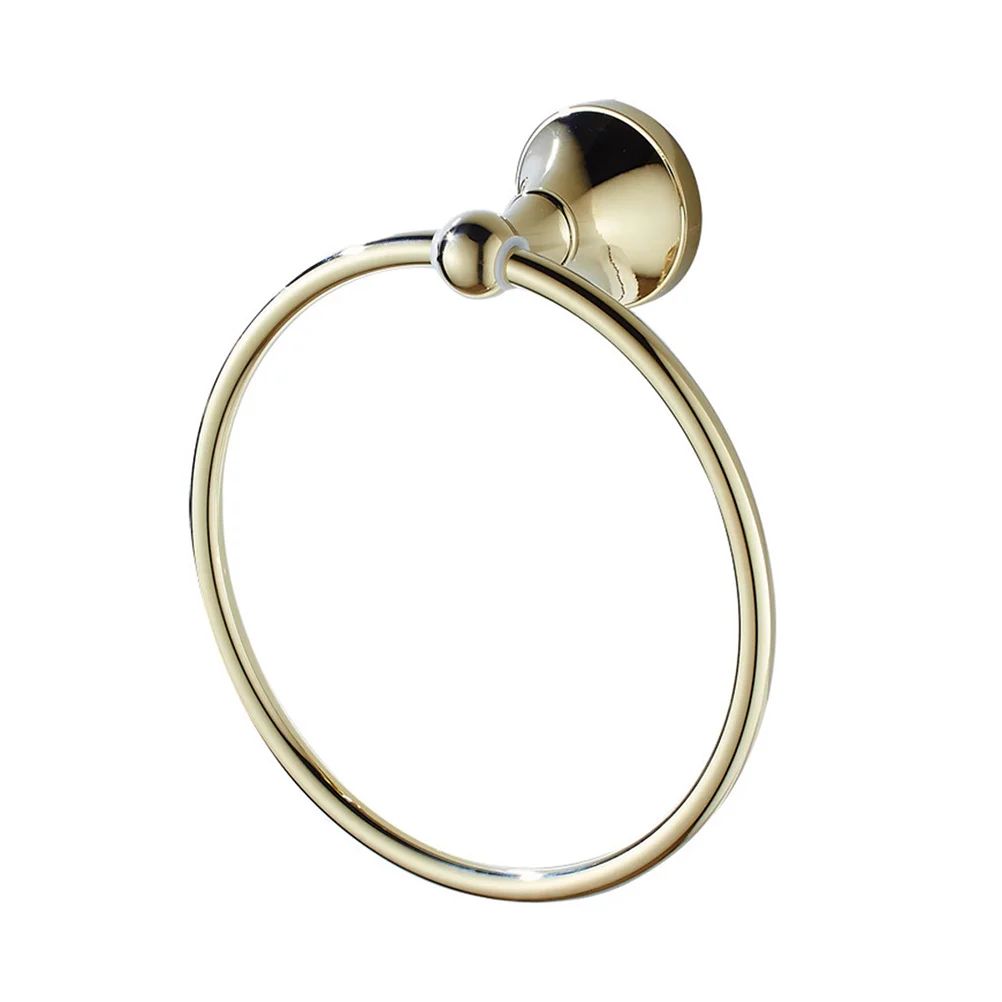 

Brass Towel Ring Brushed Round Bathroom Fixture Gold Plated Wall Mounted Towel Rack for Kitchen Bathroom Decor Utility