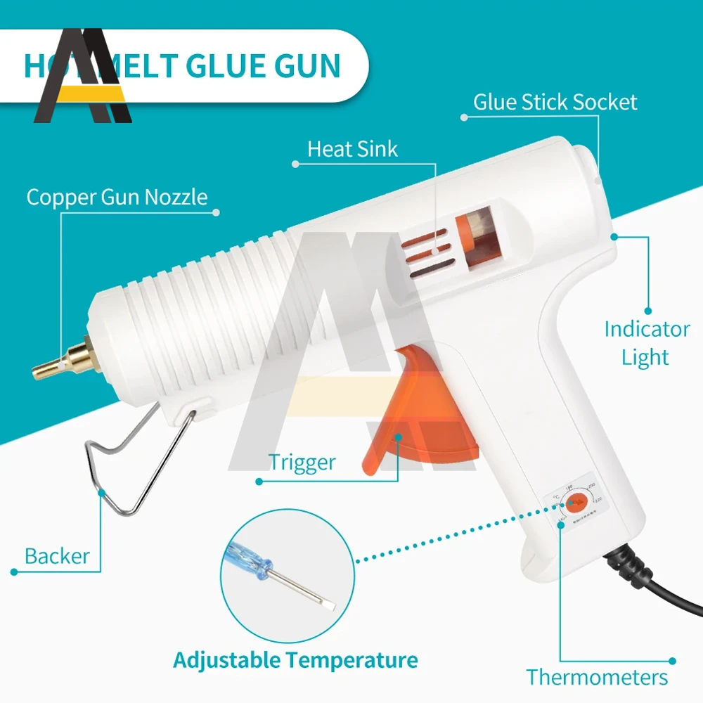 Pistolet do klejenia na gorąco o mocy 120 W z regulacją temperatury 140℃-240℃ Kaganiec Średnica 11 mm Stała temperatura Ogrzewanie w górę Narzędzie do naprawy rzemieślniczej