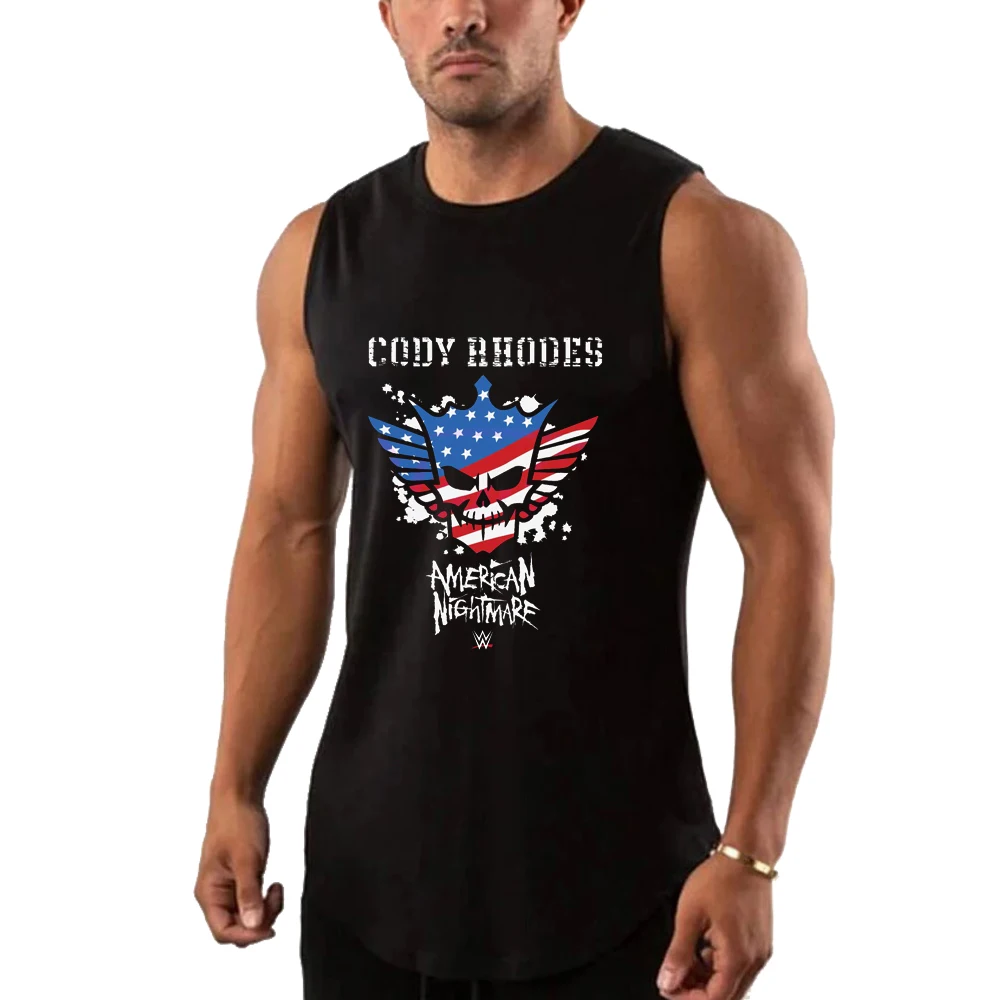 Men's Wrestling Fans 2025 Summer New Cody Rhodes Black Tank Top Street Casual Fashion Top