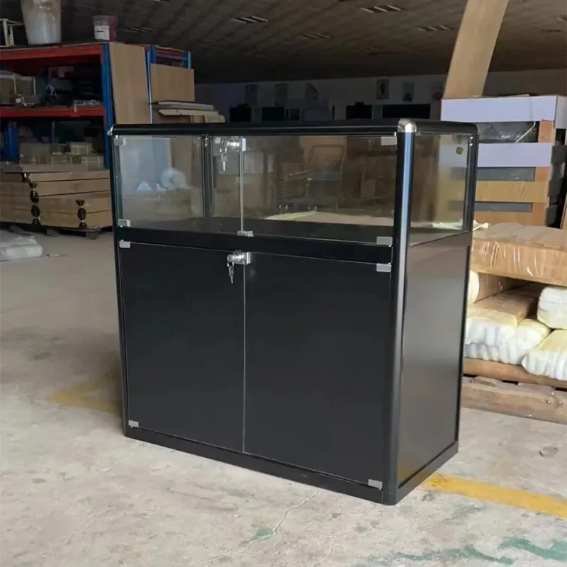 Vitrine en verre multifonctionnelle personnalisée avec lumières LED, vitrine élégante pour bijoux, vitrine pour magasin de détail