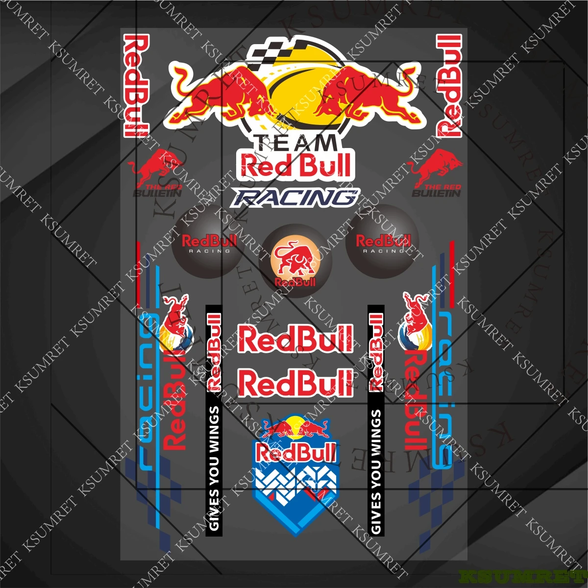 

Набор наклеек для мотоцикла Red Bull: логотип, эмблема, декоративные наклейки на бак