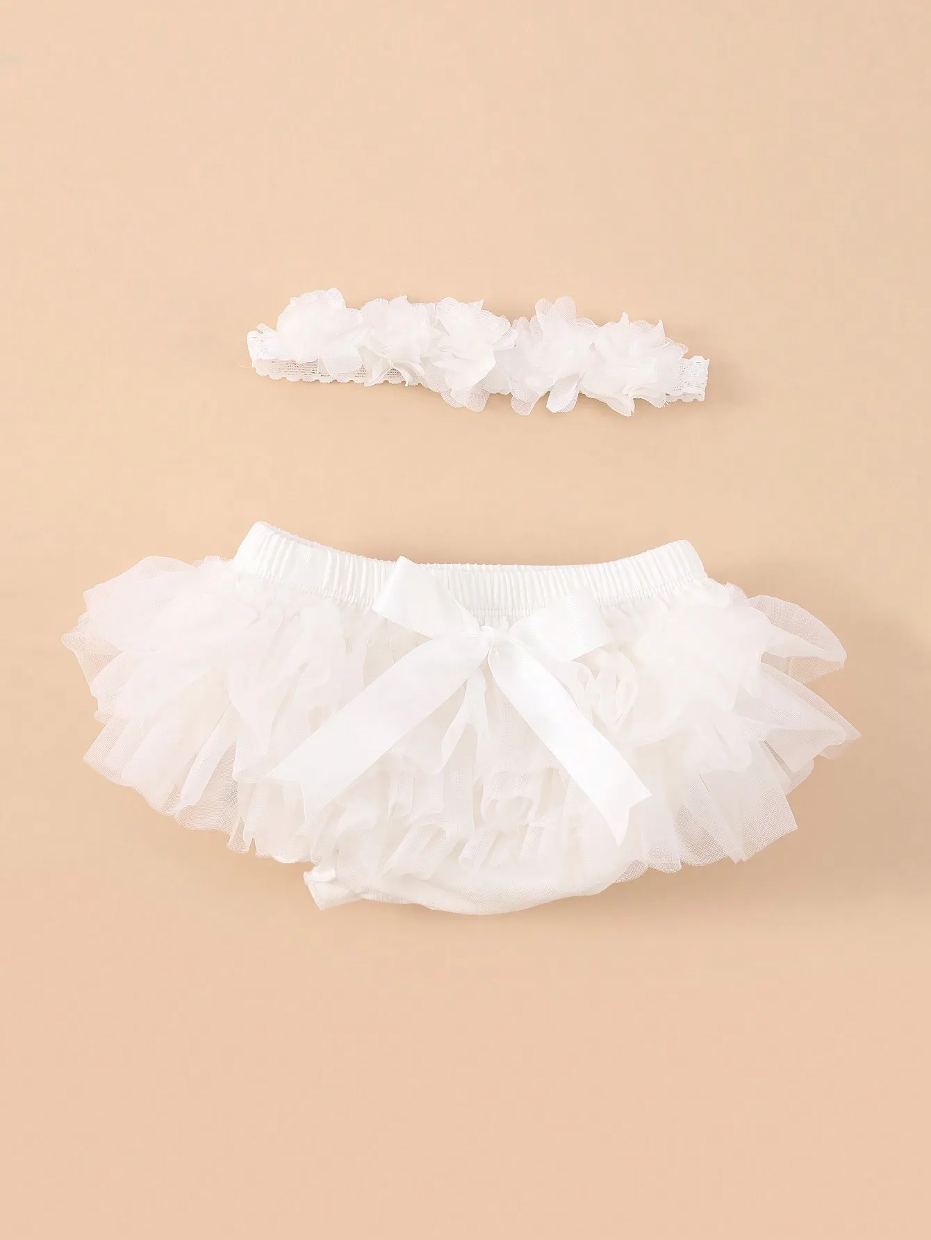 Boutique bébé filles Tutu Bloomers couverture de couche-culotte nouveau-né doux moelleux couleur unie Tulle Bloomer jupes et fleur bandeau ensemble