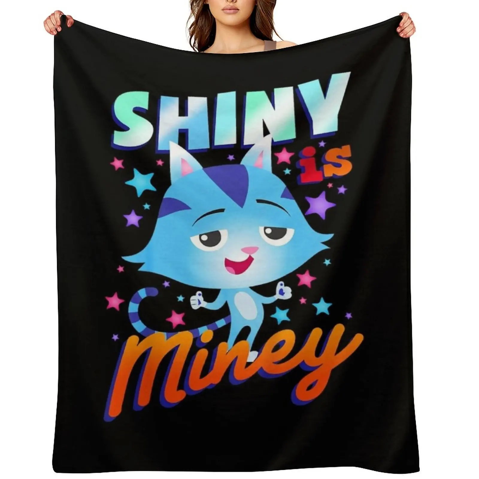

Kids Gabby's Dollhouse CatRat Shiny Is Miney T-Shirt Throw Blanket blankets ands Plaid on the sofa Hairy Tourist Blankets