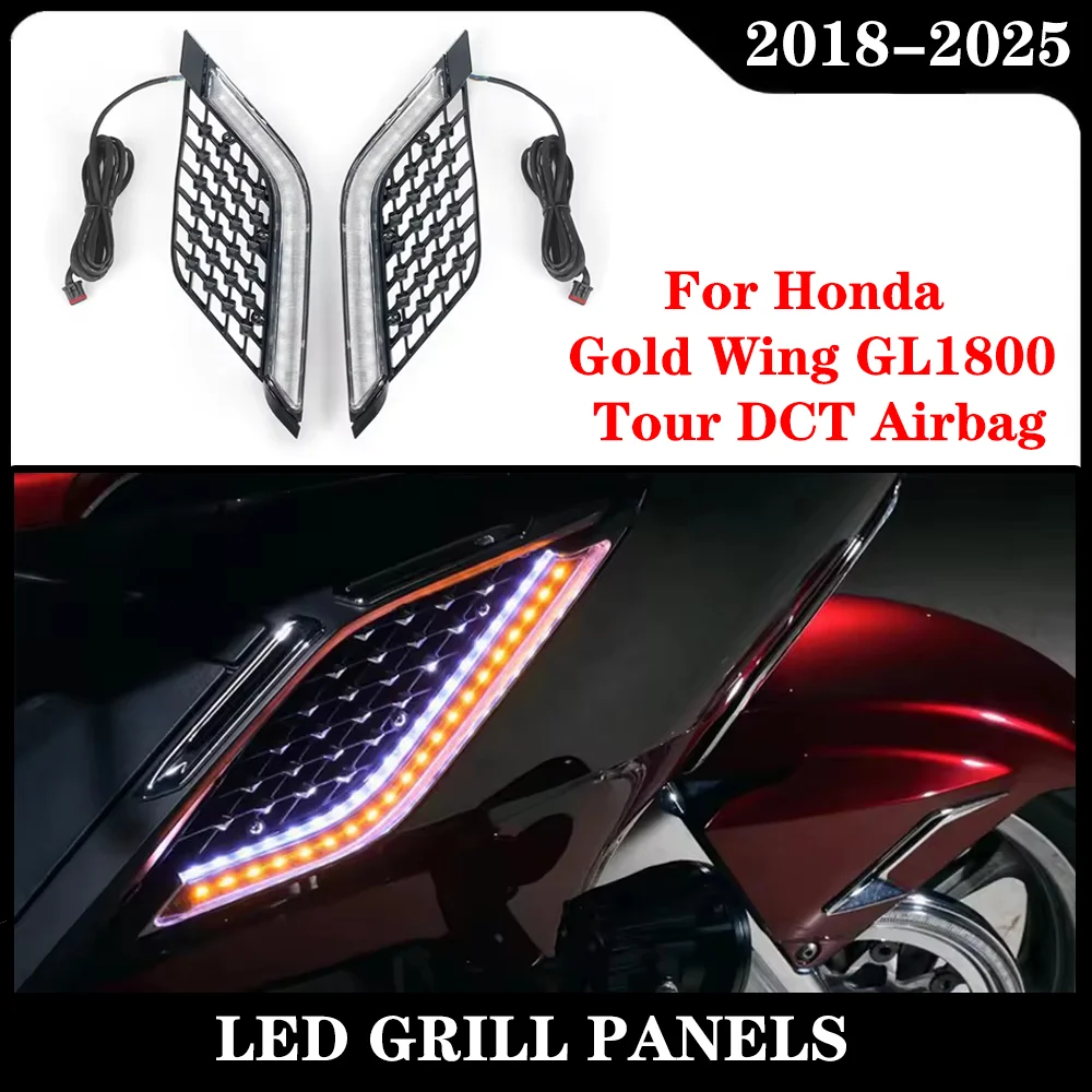 

Motorcycle LED Radiator Grill Panels Decorative Light Turn Signal Lamp For Honda Gold Wing 1800 GL1800 Tour DCT Airbag 2018-2025