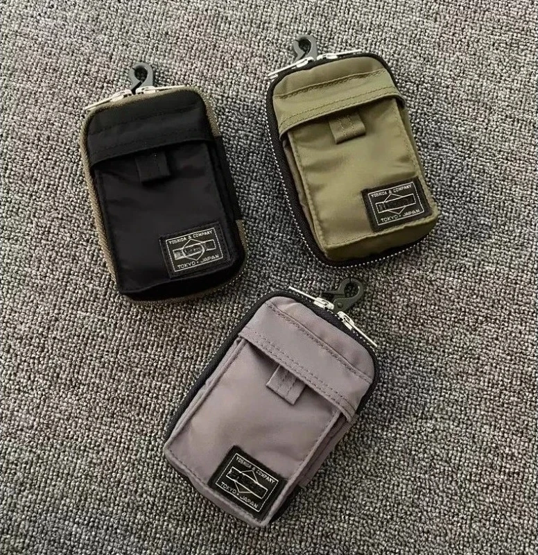 

2026 Por Japanese Style Functional Key Case Multi-functional Nylon Coin Purse Hanging Card Holder Portable Zipper Key Organizer