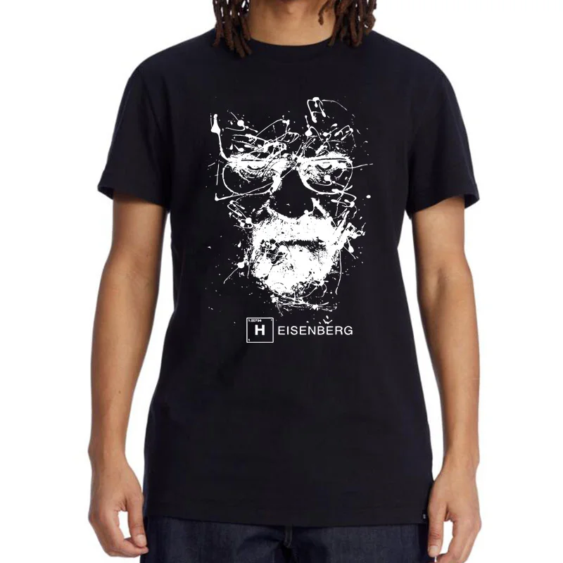 

XINYI Men's T-shirt 100% Cotton Casual Funny Breaking Bad Print Loose O-neck Cool Cat T Shirt for Men Short Sleeve T-shirt Male