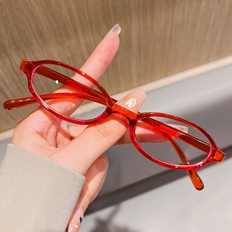 Small Oval Clear Lens Glasses Frames Cute Candy Color Cosplay Costume Decorative Glasses Computer Spectacles Women