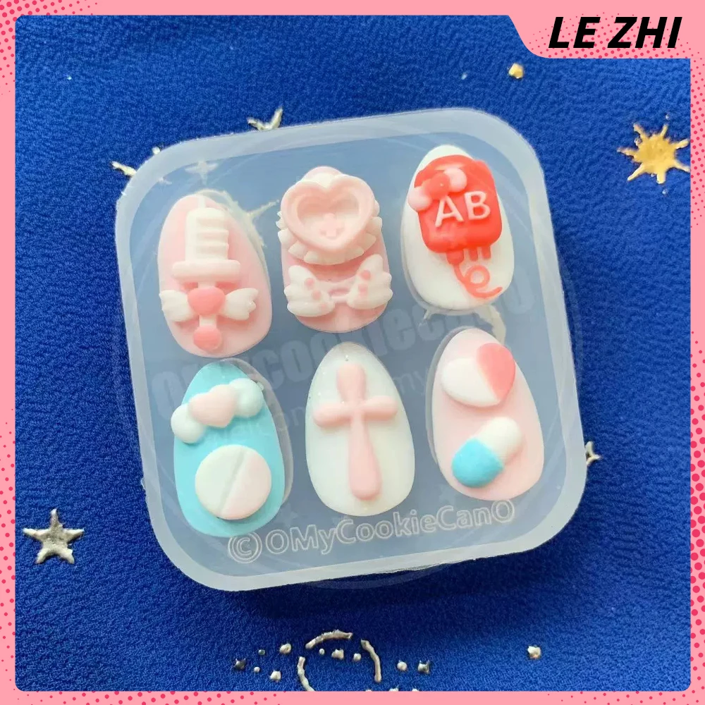 1 unidad de molde de silicona para uñas de dibujos animados de Anime Sanrio Hello Kitty Rilakkuma, conejo Kawaii, oso, perro, serpiente, lazo, caramelo, plantillas para uñas