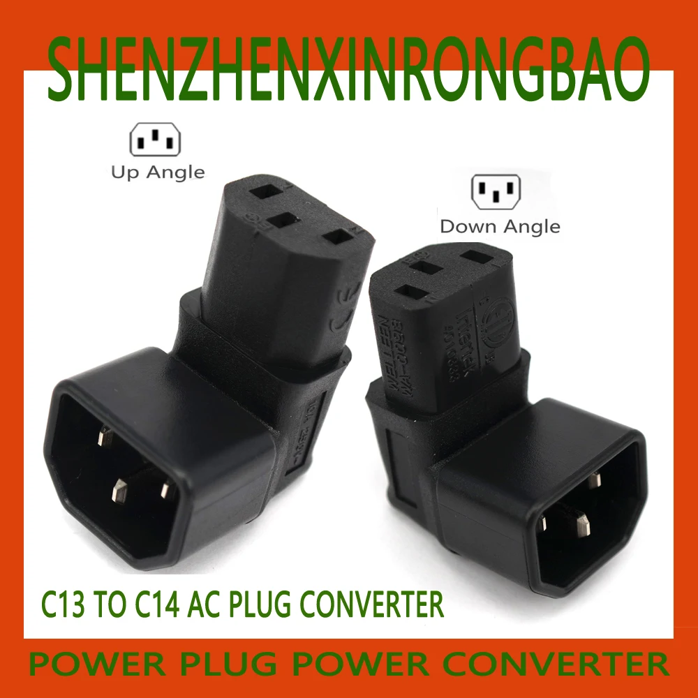 

IEC320 C13 to C14 AC Plug Converter, Up/Down Angle Power Adapter Plug,New 3Pin Female to Maler. IEC320 90 Degree Corner10A 205V