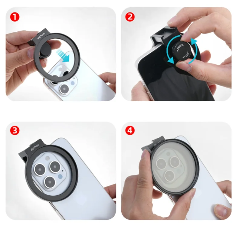 BTLIFE-For 16 15 14 Clip On Phone Camera Lens Filter 67Mm Filter Clip Holder ND Filter 87HC