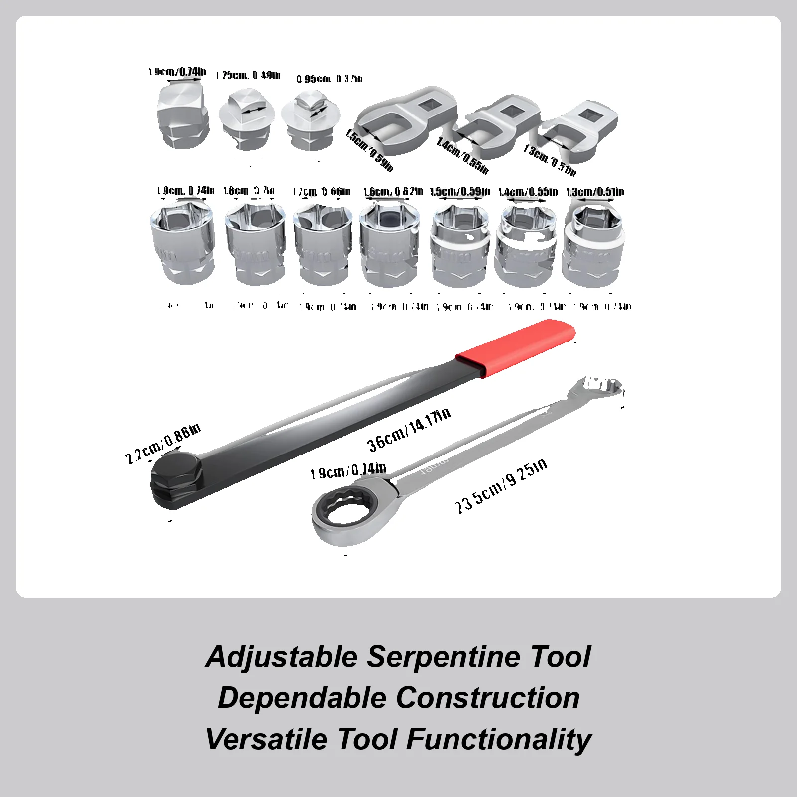 

15pcs Serpentine Belt Tension Setting Alignment Wrench Tool Kit DIY Auto repair Maintenance Tools Car Idler Pulley Wrench