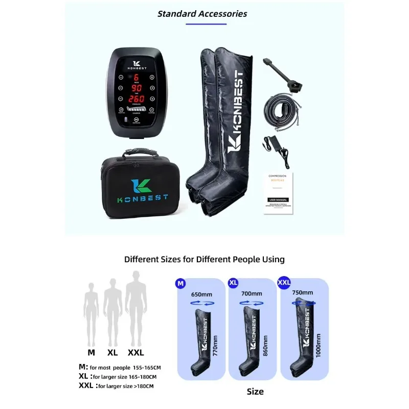 Portable Rechargeable Wireless Air Compression Leg Massager Boots Improve Blood Circulation Recovery Device