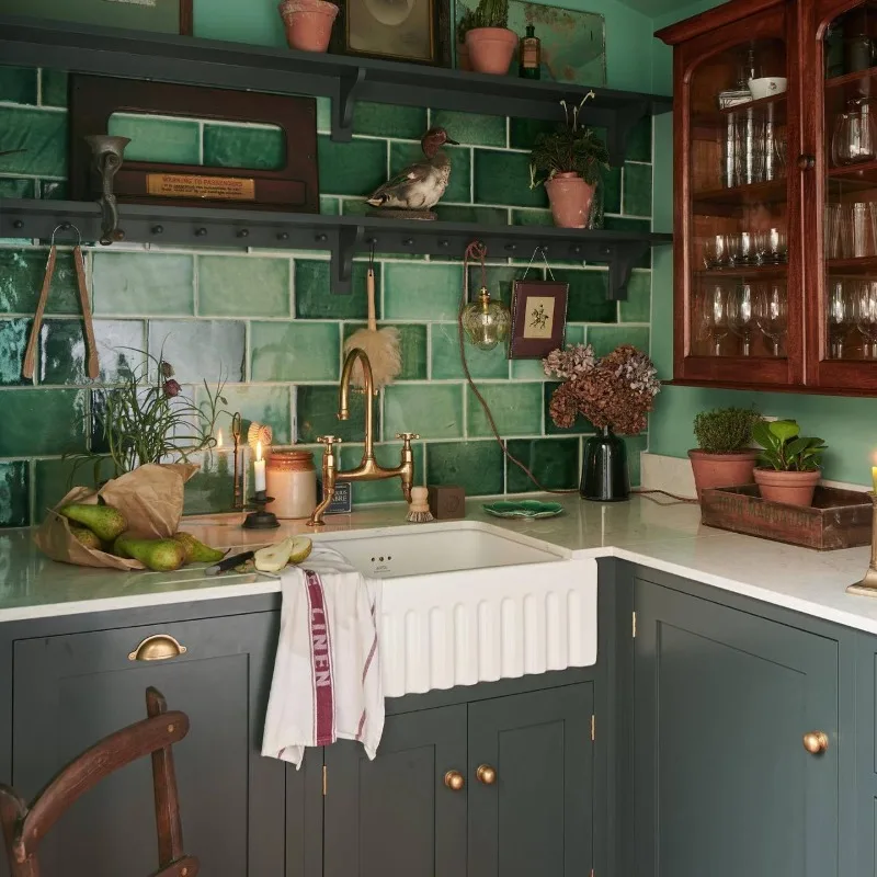 Nordic Ceramic Sink Single Sink Under The Counter Basin Retro Embedded in Large Sink Integrated Vegetable Basin