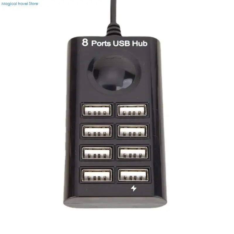 N2UB Multi Port USB 2.0 Hub, 8 Slot Fast Speed Splitter with 100CM Cable, Overloads Protections for Office and Entertainment