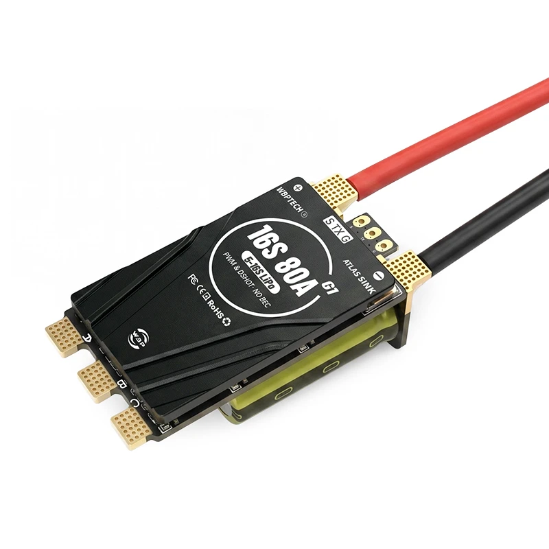 

WBPTech Atlas Sink 16S80A G1 AM32 ESC 5-16S Lipo 80A Continuous 160A Peak For 10-18 Inch X-Class FPV Drone UAV