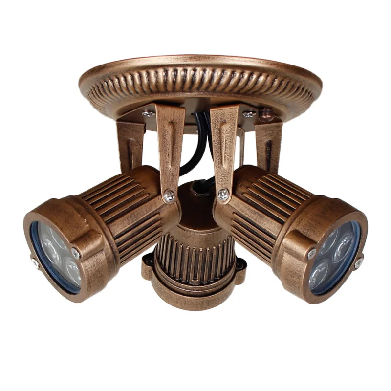 

LED Waterproof Spotlight Outdoor Indoor Surface Mounted 3-head European Retro 3-watt 5-watt Spotlight Antique Bronze Multi Head