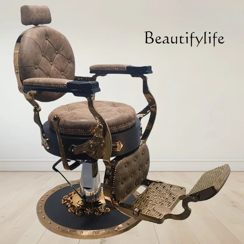 ZQ Retro men's oil head hair salon chair barber shop hair salon special hair salon chair reclining shaving trim chair
