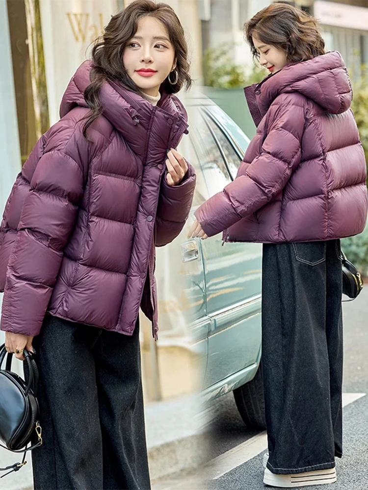 

Women's ort Padded Hooded Cotton Jaet Loose Fit Thiened Korean Sle Winter Outerwear Casual Commute Faion