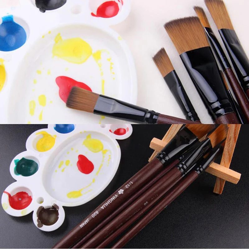 

6Pcs/Set Flat Nylon Hair Oil Painting Acrylic Painting Brushes Artist Supplies