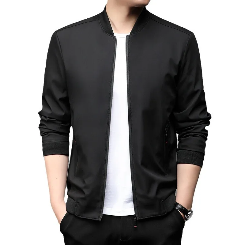 جاكيت رجالي غير رسمي ذكي مناسب للجسم ، جاكيتات عالية الجودة ، ياقة بيسبول ، معطف أنيق ، ملابس خارجية أحادية اللون ، الربيع والخريف #6