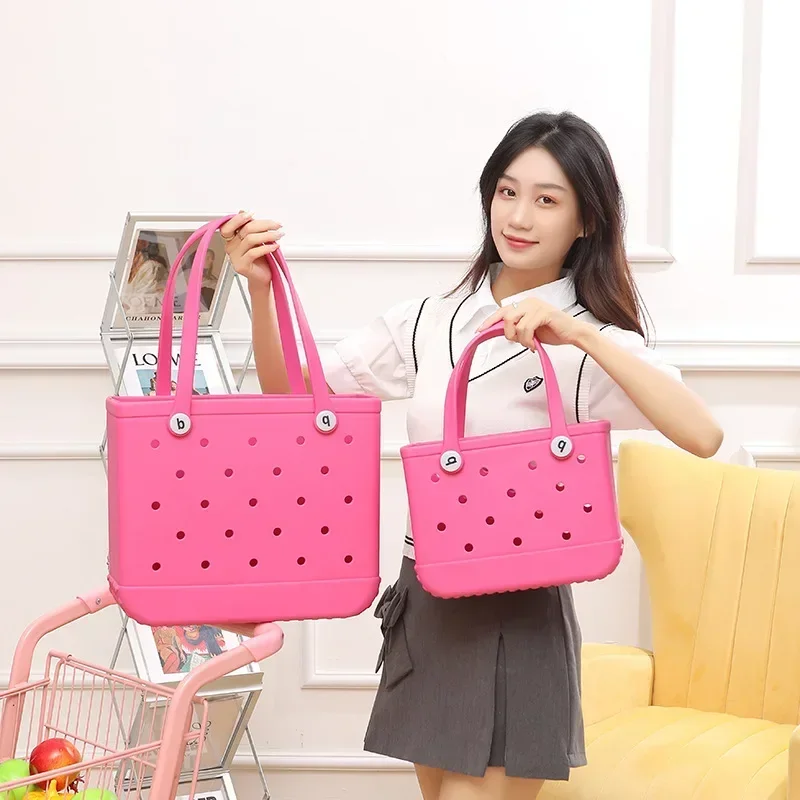 The trendy ladies bags are stylish and minimalist hollowed out candy colored portable vegetable basket bags handbags  bags