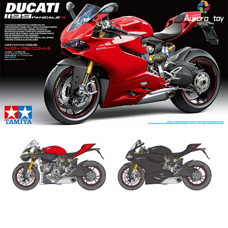 1/12 TAMIYA Assemble motorcycle model 14129 DUCATI 1199 PANGALE S Assembly car Model Room Ornament Children birthday Gift