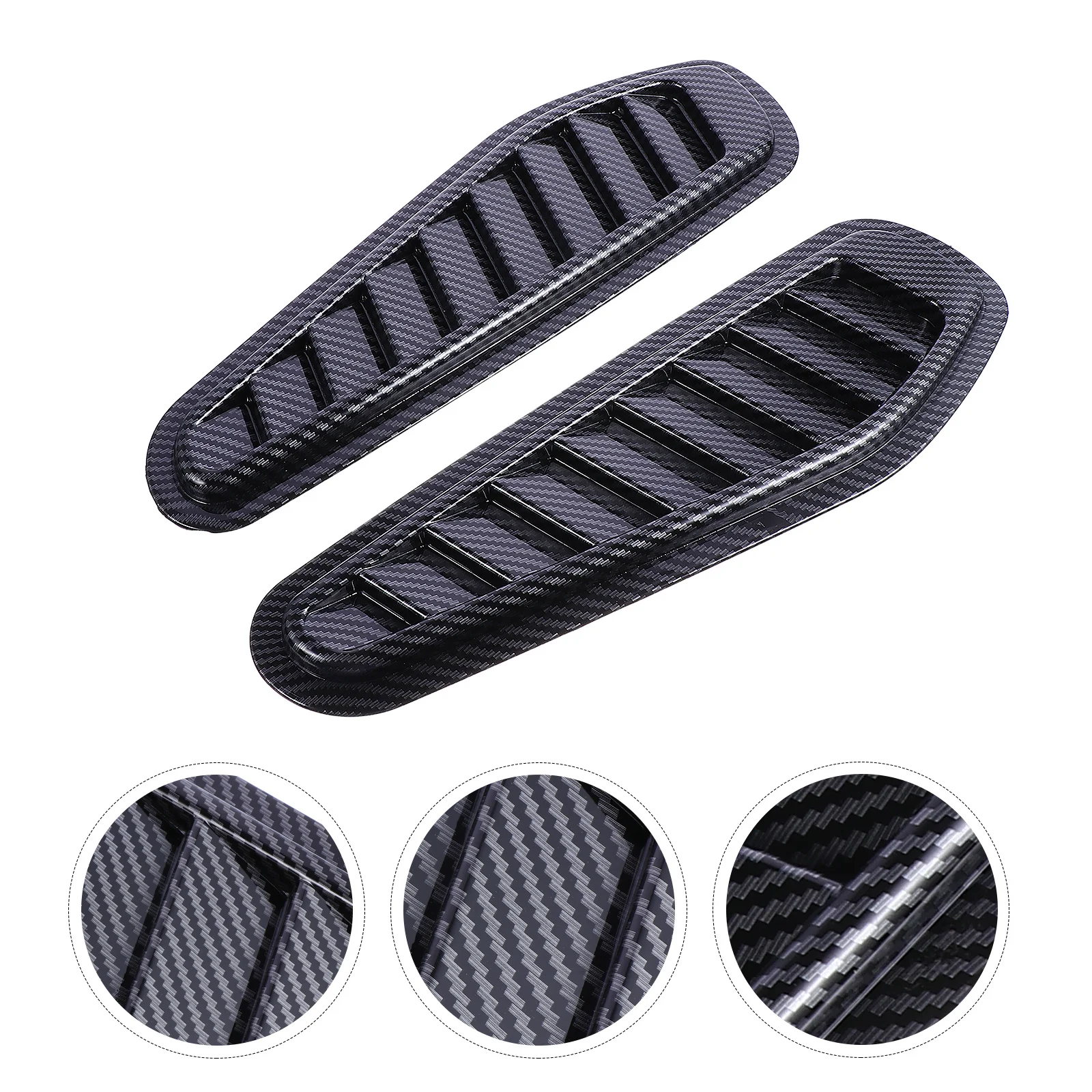 

2Pcs Flow Decoration Premium Material Car Hood Vent Cover Sticker Black Car Decorative Air Flow Side Vent Sticker