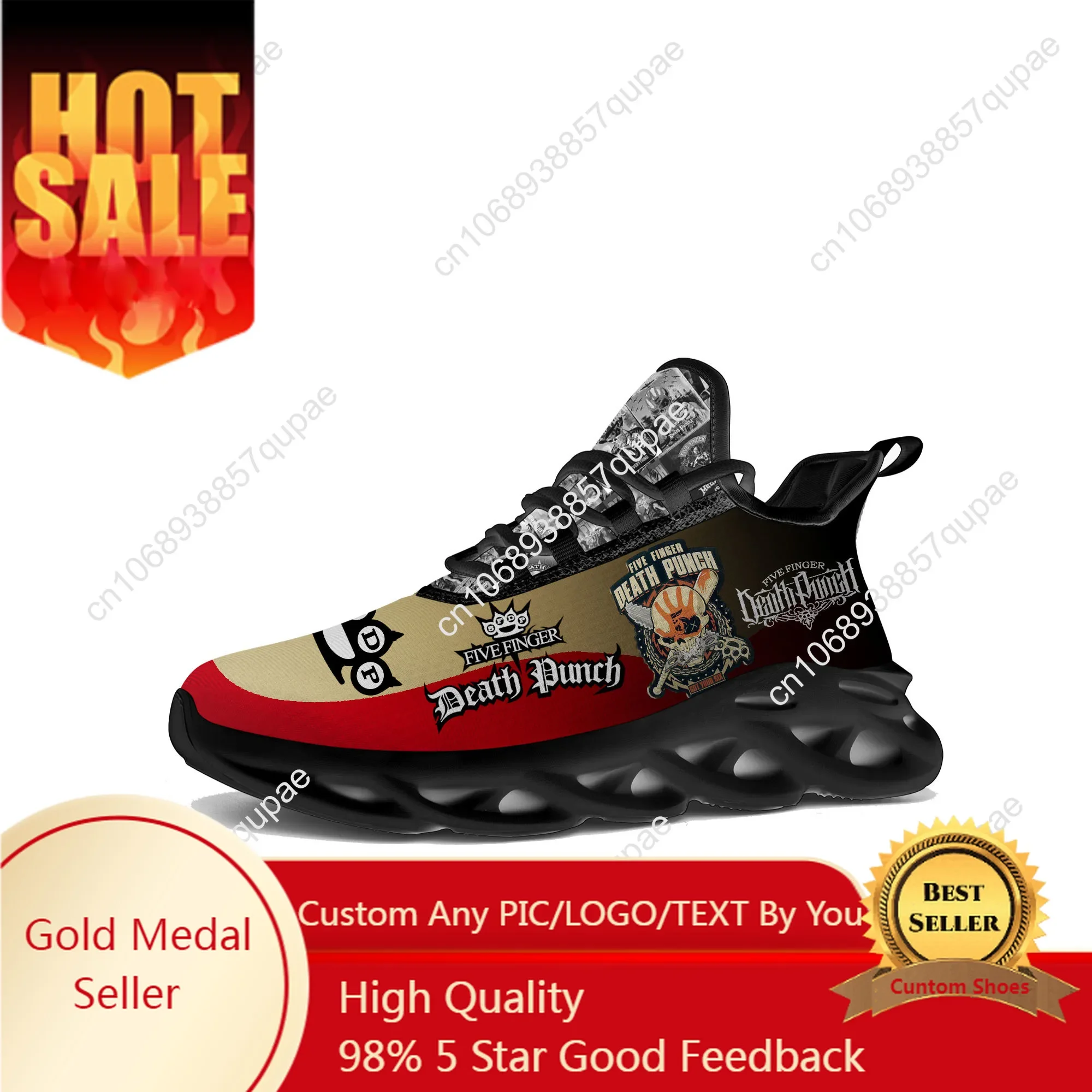 Zapatillas de deporte planas de cinco dedos Death Punch para hombre y mujer, zapatos deportivos hechos a medida para correr, zapatillas de deporte de alta calidad, zapatos de banda de Rock