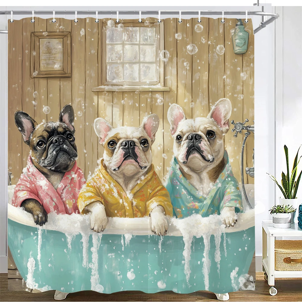 

Creative and Funny bathing Dog Shower Curtain Printed Fabric Cartoon Dog Bathroom Curtain Bathtub Home Decoration Curtain