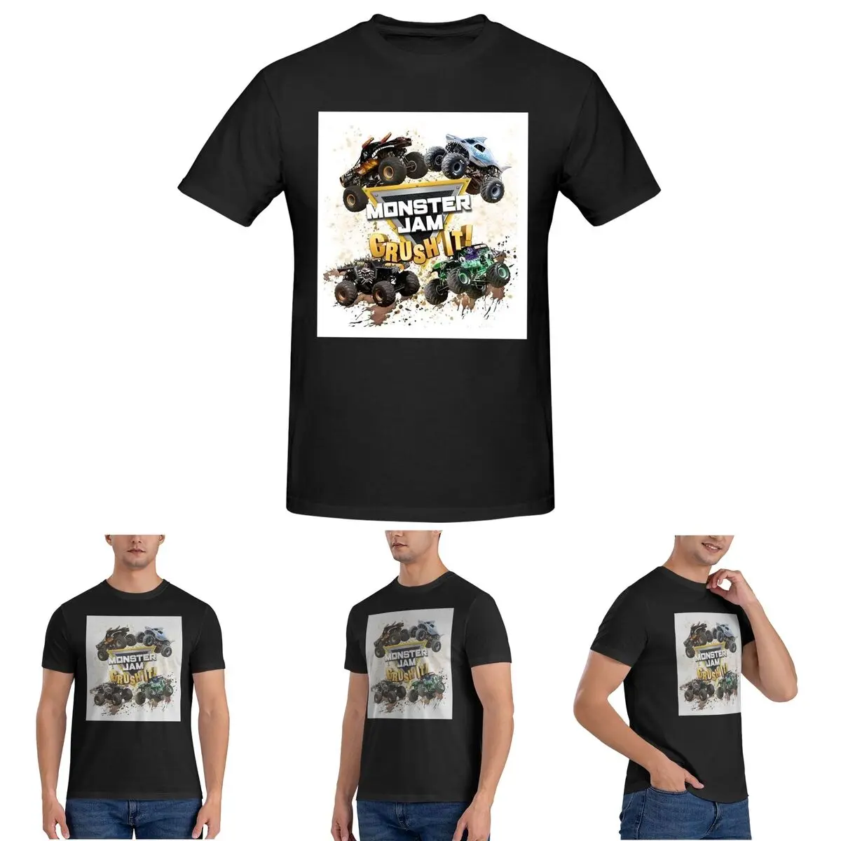 

Классическая мужская футболка с узором Monster Jam Truck, хлопковые футболки больших размеров, мужские футболки с коротким круглым вырезом, летняя одежда, топы