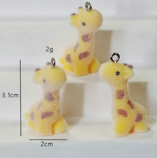 Lot 10 Pcs Resin flocking giraffe  Charms Jewelry Making  Earrings Pendants Necklaces Bracelets DIY Accessories gift