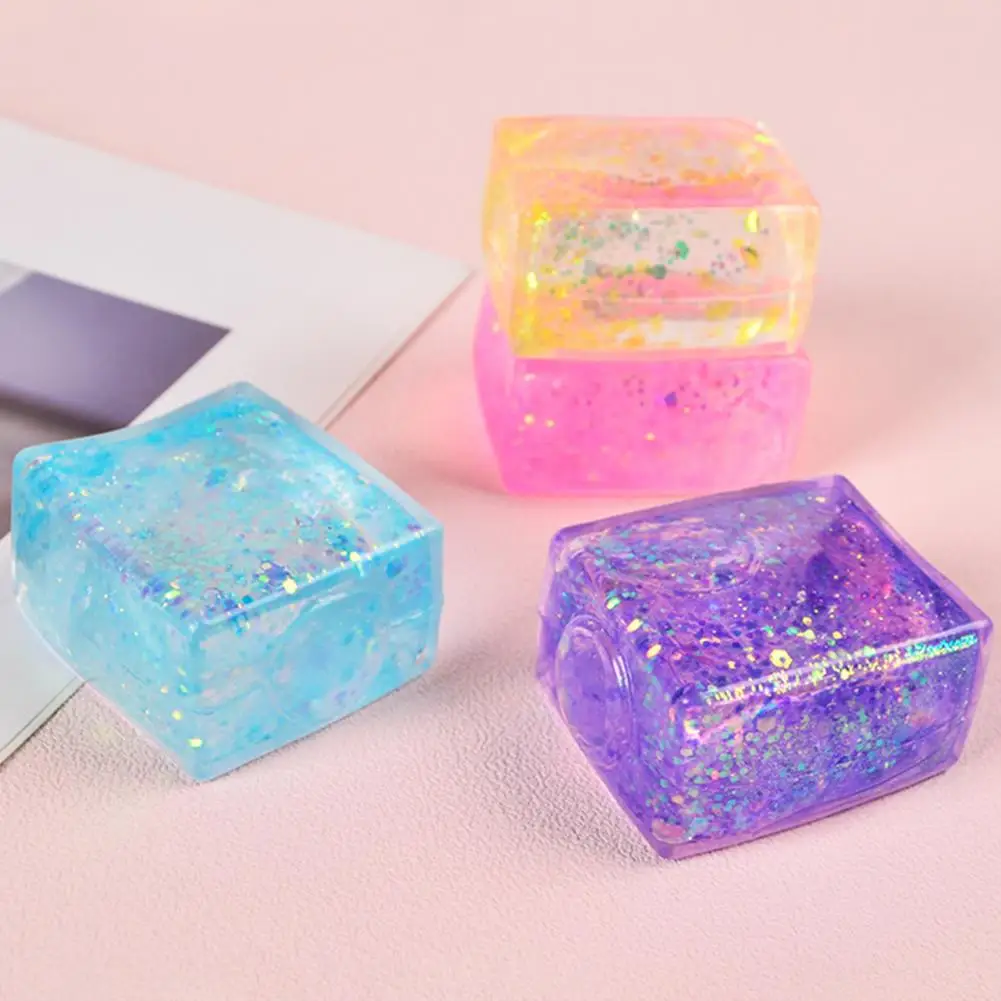 ฟื้นตัวช้าความเครียด Reliever สีสัน Glitter Ice Cube ลูกความเครียด Fidget ชุดของเล่นสําหรับผู้ใหญ่เด็กตลก Squeeze Ball