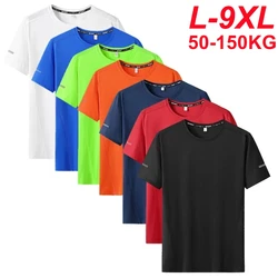 Plus Size 6xl 7xl 8xl 9xl Summer Big Tops Tees Quick Dry Slim Fit T-shirt Men Sport Mesh Short Sleeve Oversized Men's T Shirts