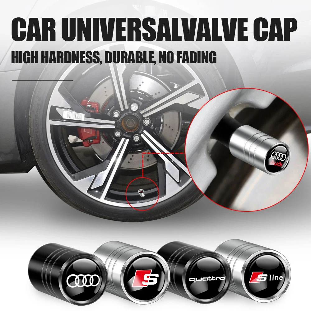 

4pcs Car Metal Badge Wheel Tire Valve Air Caps Stem Cover For Audi Sline A1 A3 A4 A5 A6 A7 A8 Q2 Q3 Q5 Q7 Q8 TTS B8 B6 RS TT