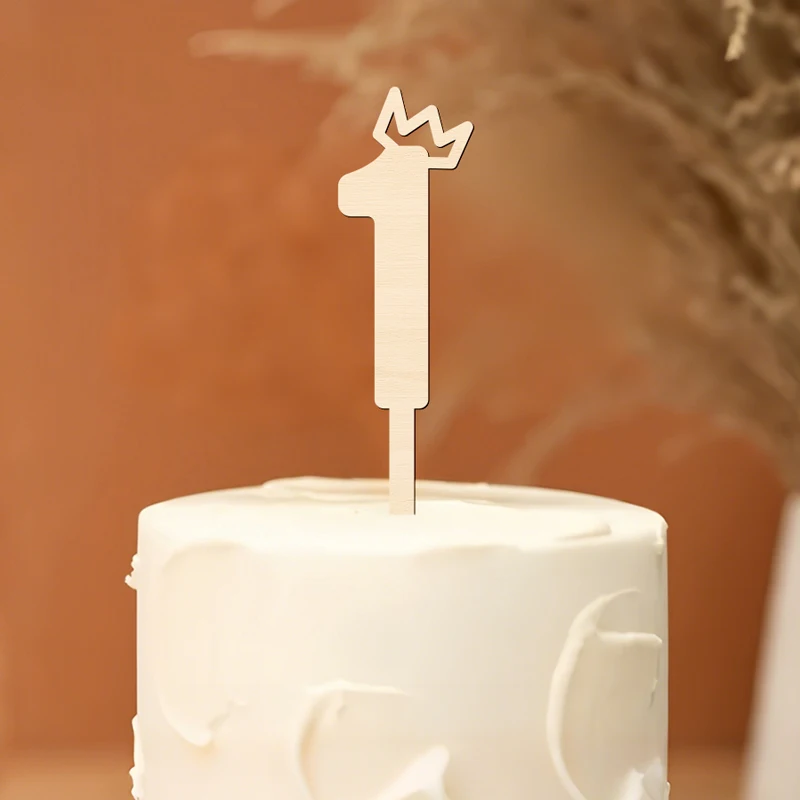 NUBECOM Krone Eins Kuchenaufsatz, Geburtstags-Kuchenaufsatz, Holzkrone Themen-Kuchendekoration für den 1. Geburtstag des Babys – Detail 9