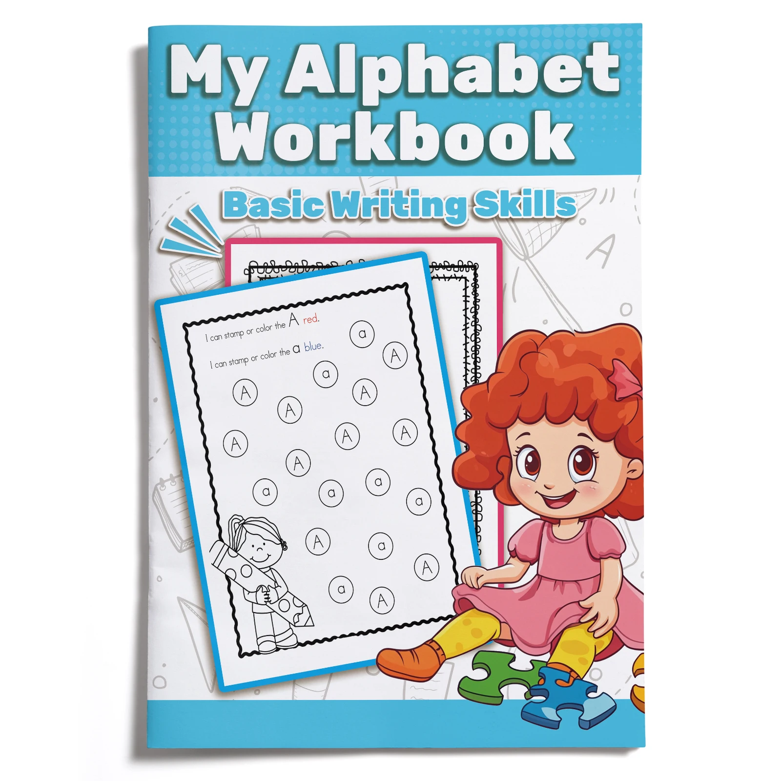 Children's alphabet coloring book, cute cartoon patterns, preschool early education workbook, boost your baby's hands-on skills