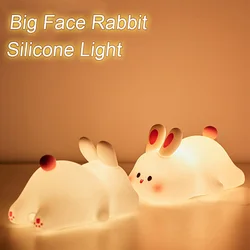 Cute Rabbit Silicone Night Lights Rechargeable Bedside Touch Sensor Nightlight Bedroom Atmosphere Lamp For Child Holiday Gift