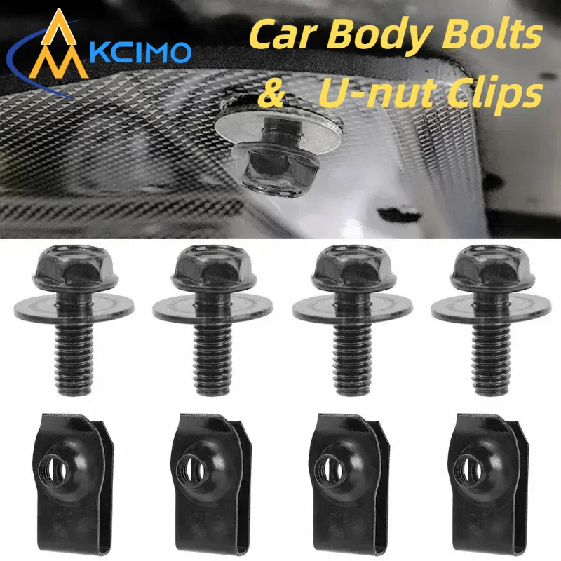 

10Pcs M6 Automotive Body Bolts/ U-Nut Clips Set Anti-Corrosion Zinc Plated for Car Bumper/ Fender/ Interior Parts Assorted Sizes