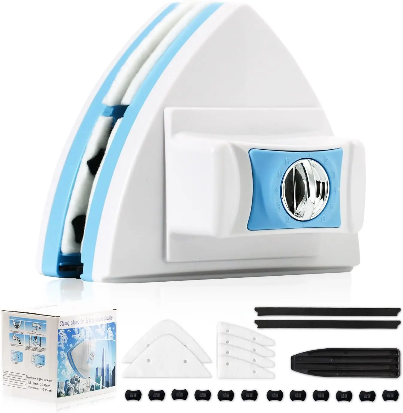 

Double-Sided Magnetic Window Cleaner - Adjustable Magnetic Equipment Cleaning Brush Tool，Fits 3 - 30 mm Glass Thickness, 2.5m Sa
