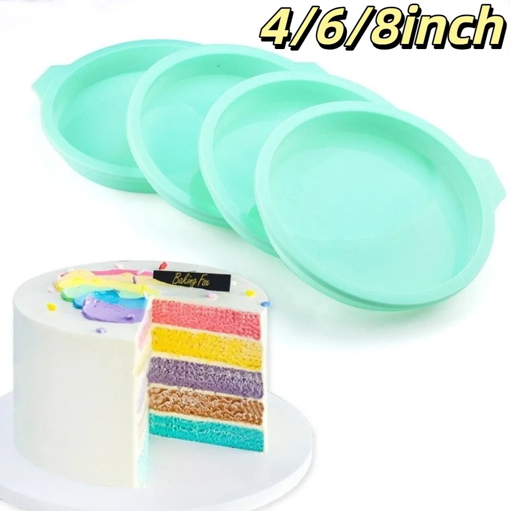 New 4/6/8inch Round Cake Mould Silicone DIY Silicone Cake Pan NonStick Surface Reusable Bakeware Mold Baking Tool