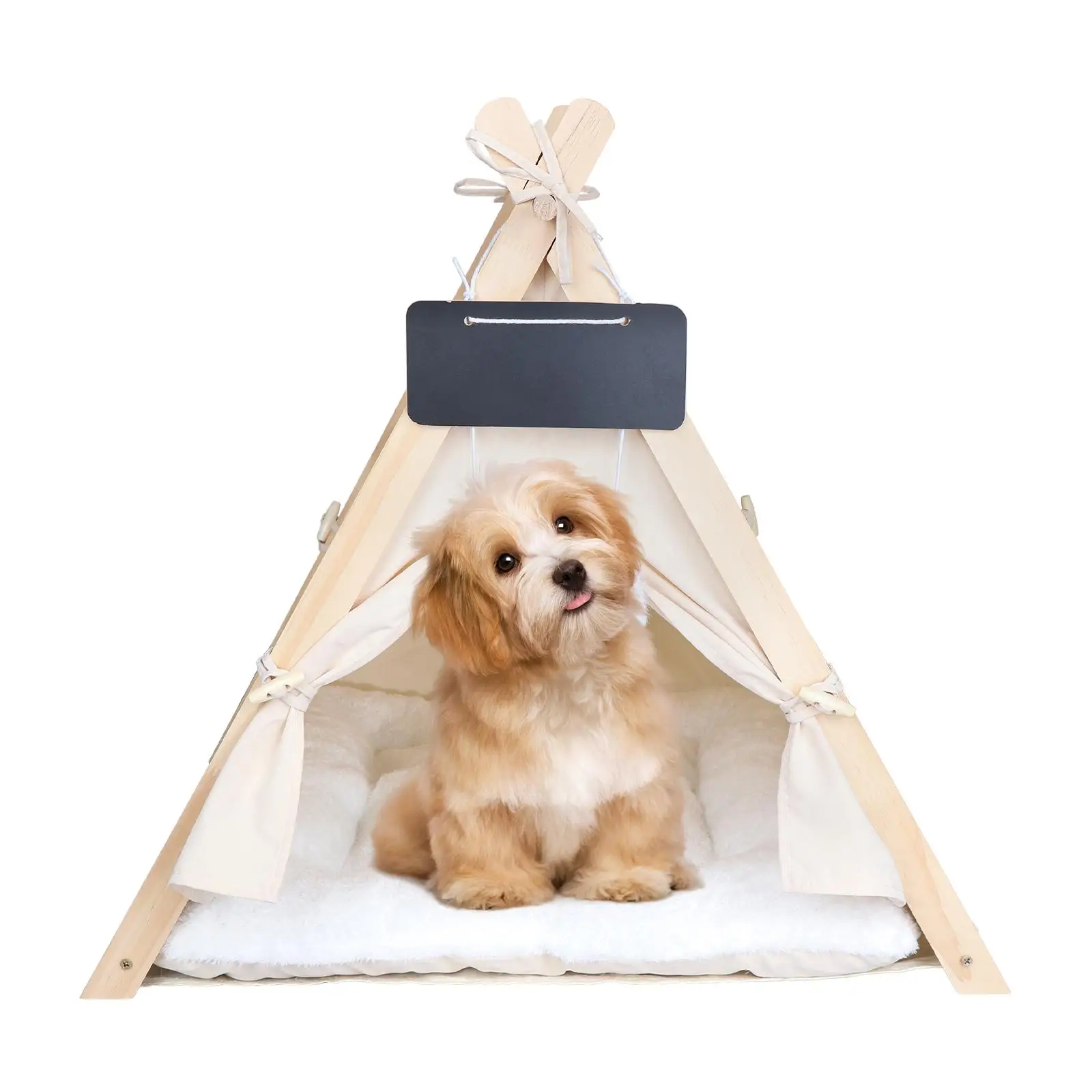 Pet Teepee, Dog House, Mat, Rest Bed, Cat Tent, Bed with Pillow, Winter Nest for , Kittens, Indoor And Outdoor, All Seasons