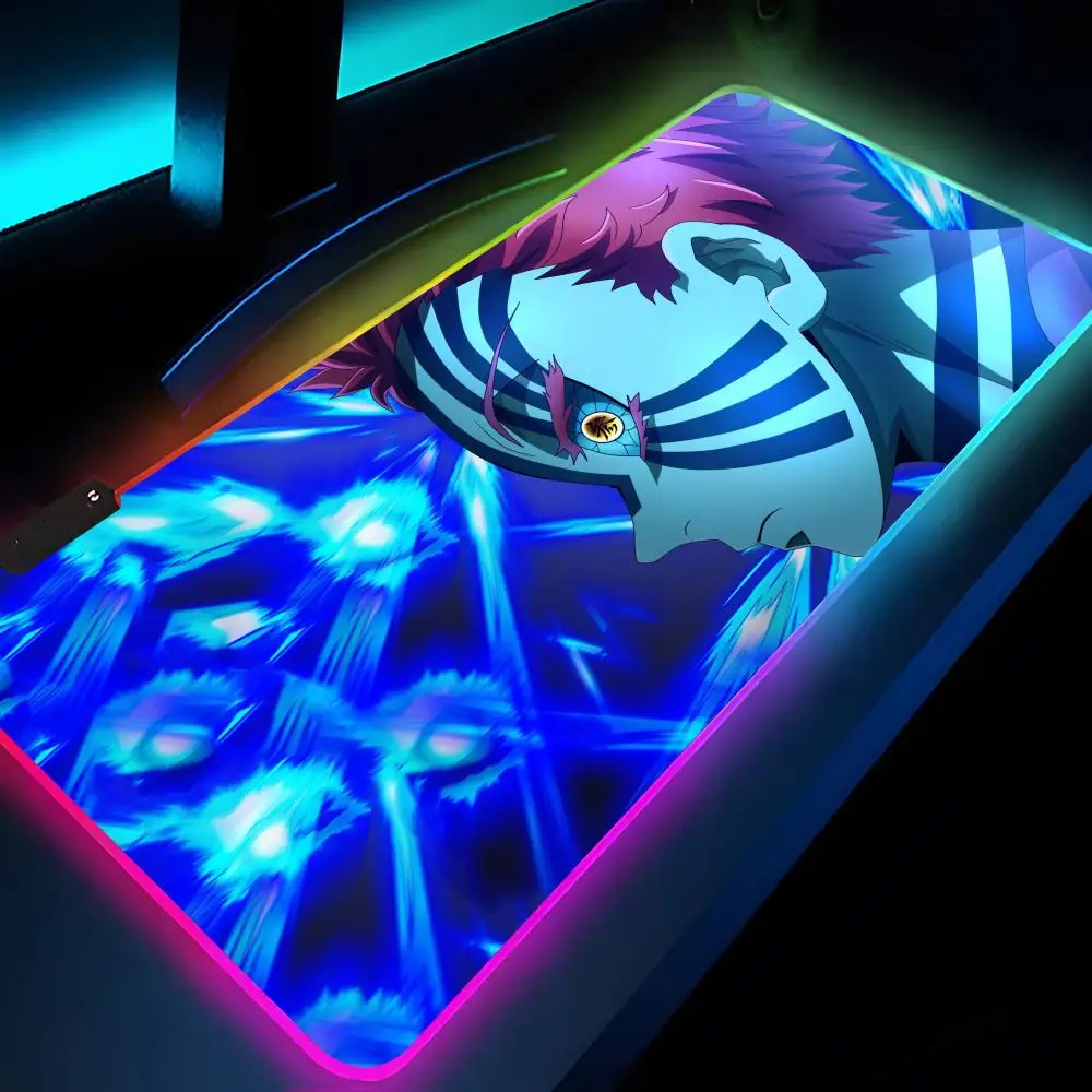 A-Akaza D-Demons S-Slayers 마우스 패드 Rgb Xxl 노트북 매트 게임용 마우스 패드 백라이트 키보드 게이머 소녀 테이블 패드 데스크