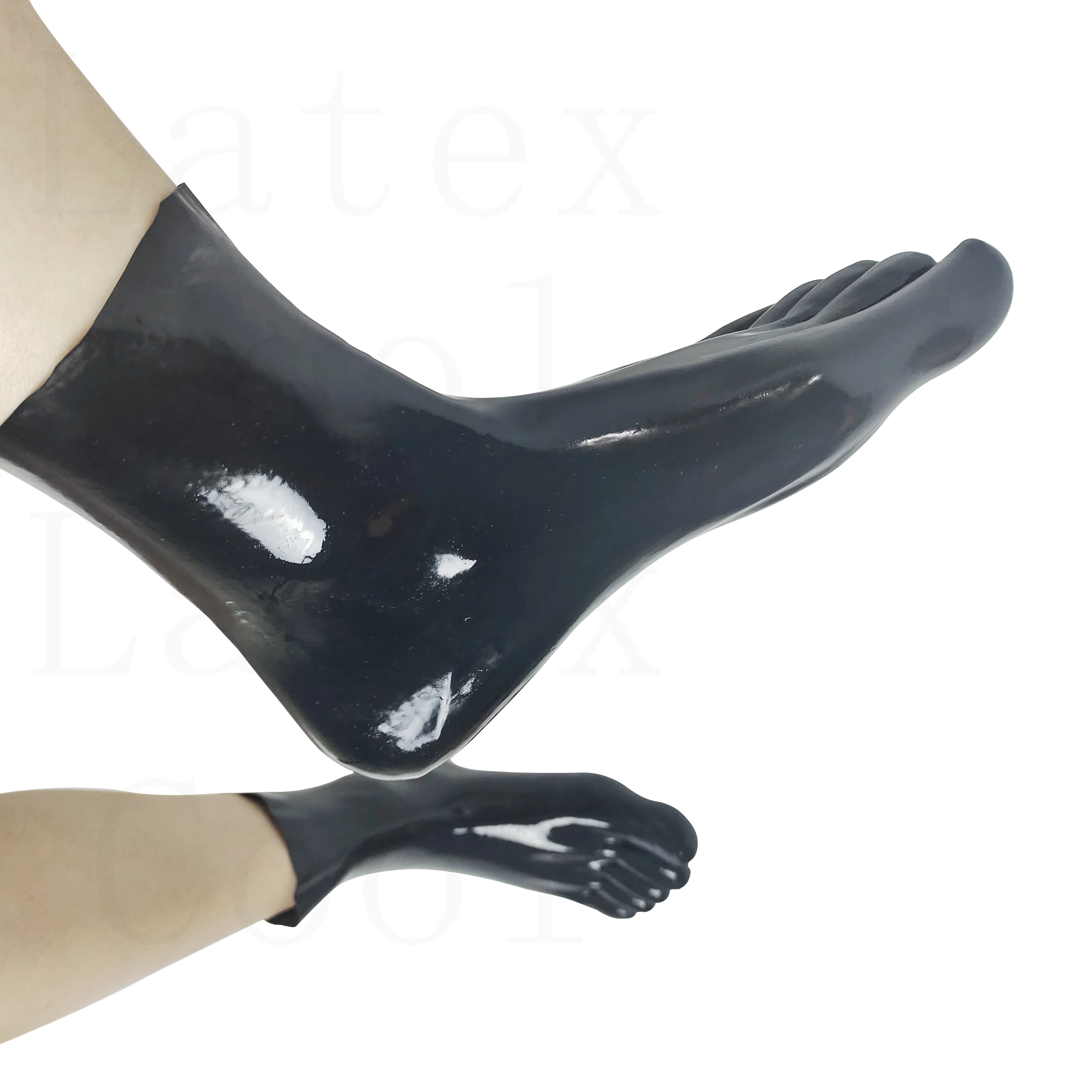 Natural black ankle short  toe 100%latex rubber socks size s-xl 0.4mm Special price manual customization good-looking