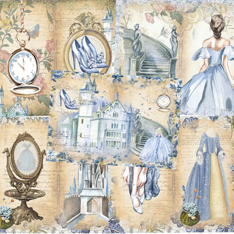 8Pcs/Pack Vintage Princess Shoes DIY Craft Scrapbooking Album Junk Journal Decorative Stickers