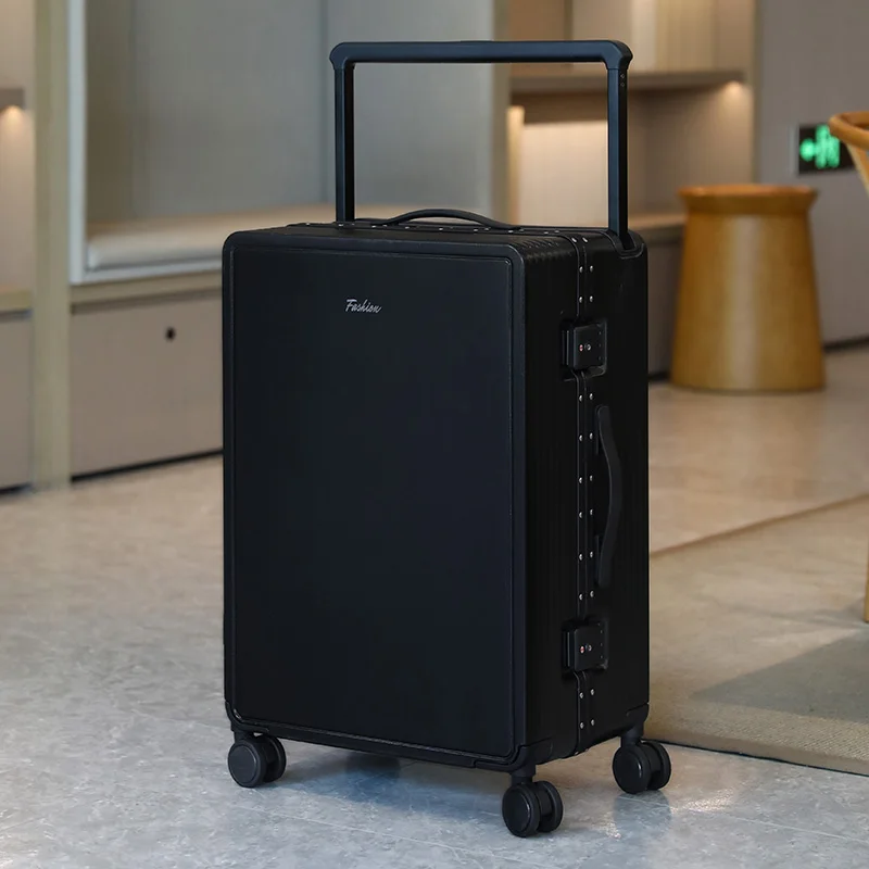 2026 new high-end wide pull rod luggage, aluminum frame travel suitcase, sturdy large capacity boarding case