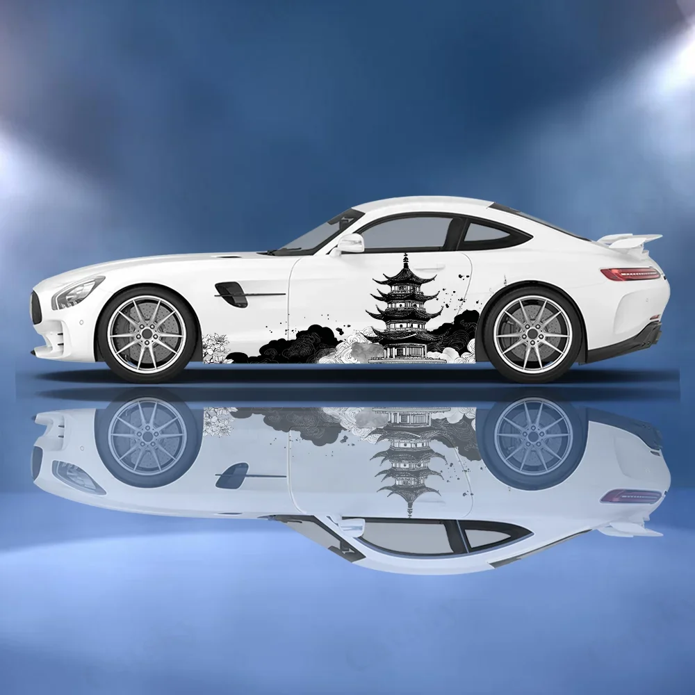 

Mountain Peak Tower Car Vinyl Wraps Decal Self-adhesive PVC Anti Scratch Sticker Suitable for Trucks SUV Decor Auto Accessories