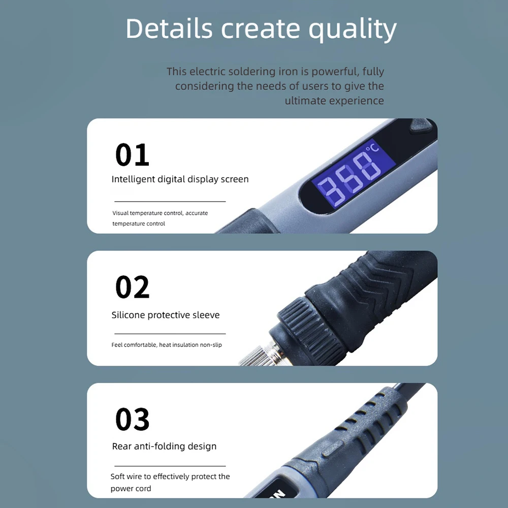 Soldador WEMON 936 90W Pantalla digital inteligente portátil 120~550 ℃   Kit de herramientas de soldadura con puntas ajustables serie 900M